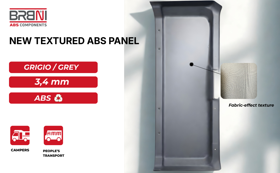 Panneau ABS texturé gris effet tissu BRBNI pour aménagement véhicules utilitaires et transport de personnes